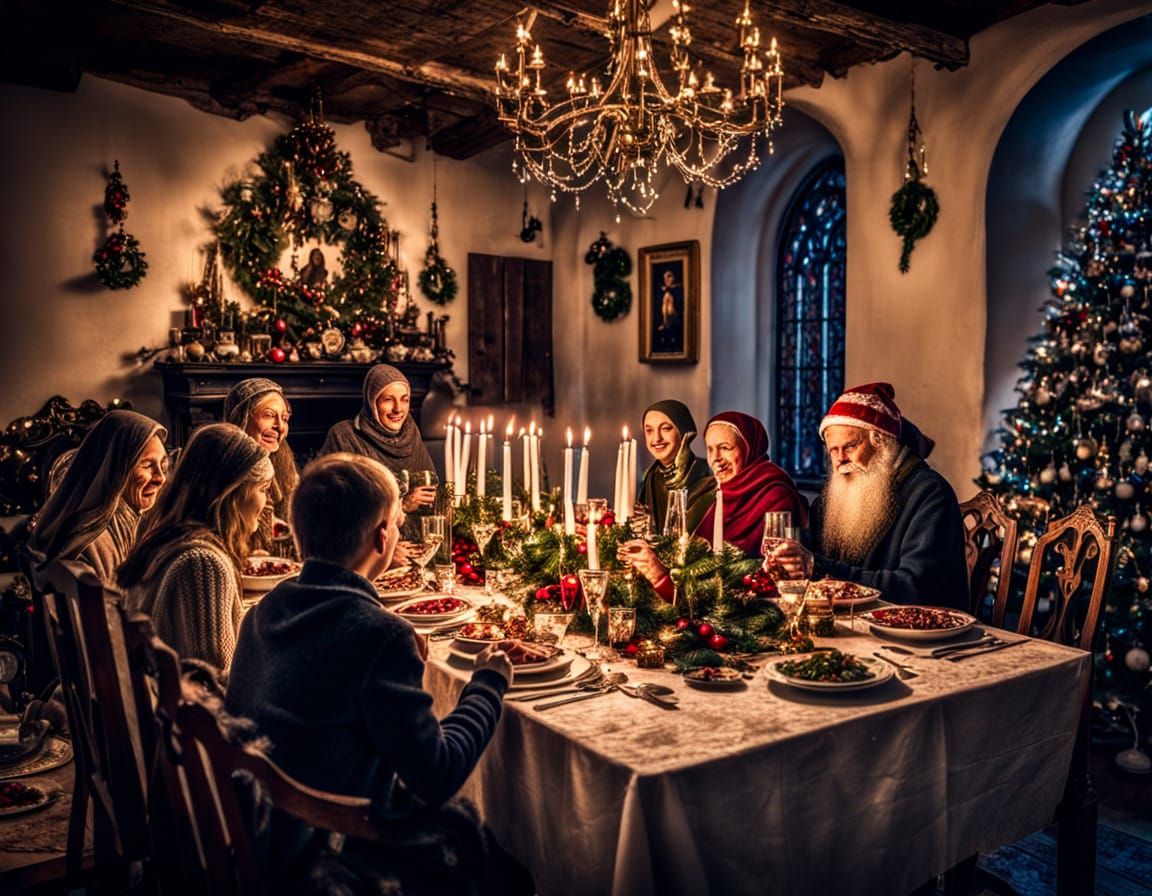 Cozy Christmas Family Gathering in Shabby Chic Ambiance