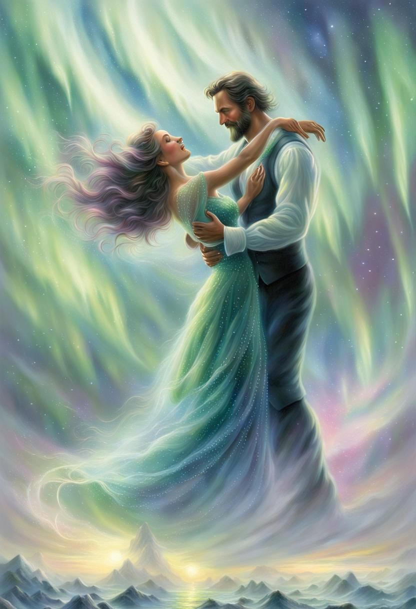 Dancing in the northern Lights.