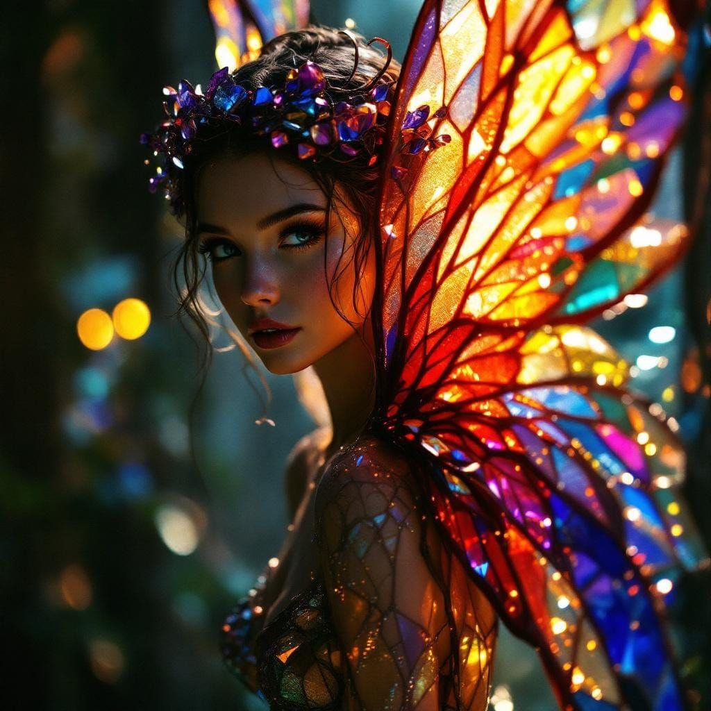 Stained Glass Fairy Full Body Cinematic Film Still