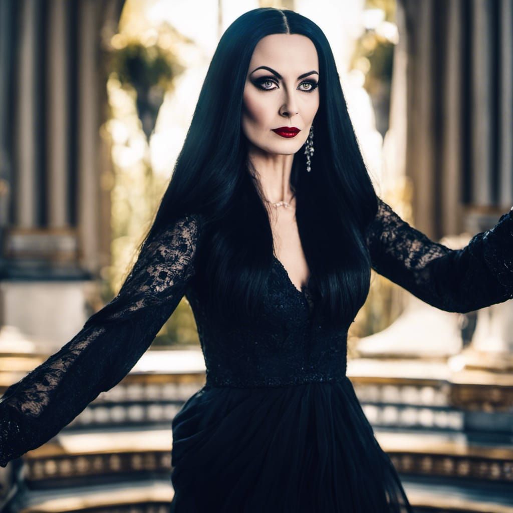 Gothic Iconess in Dramatic Pose, Set Against Elaborate Backd...