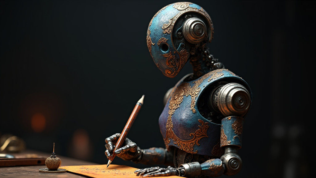 Robotic Visionary in Copper Filigree