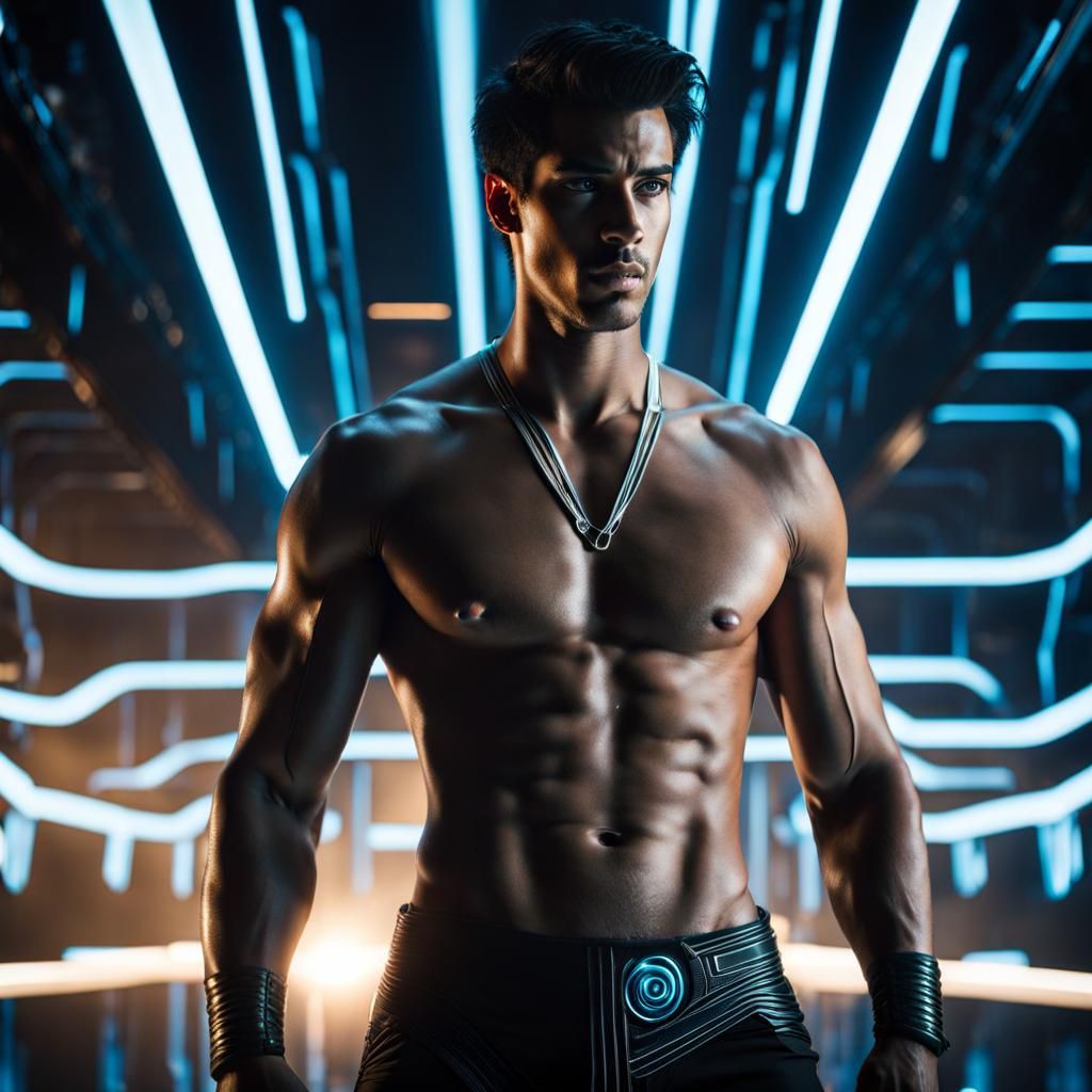 Tron Hero in Neon Light