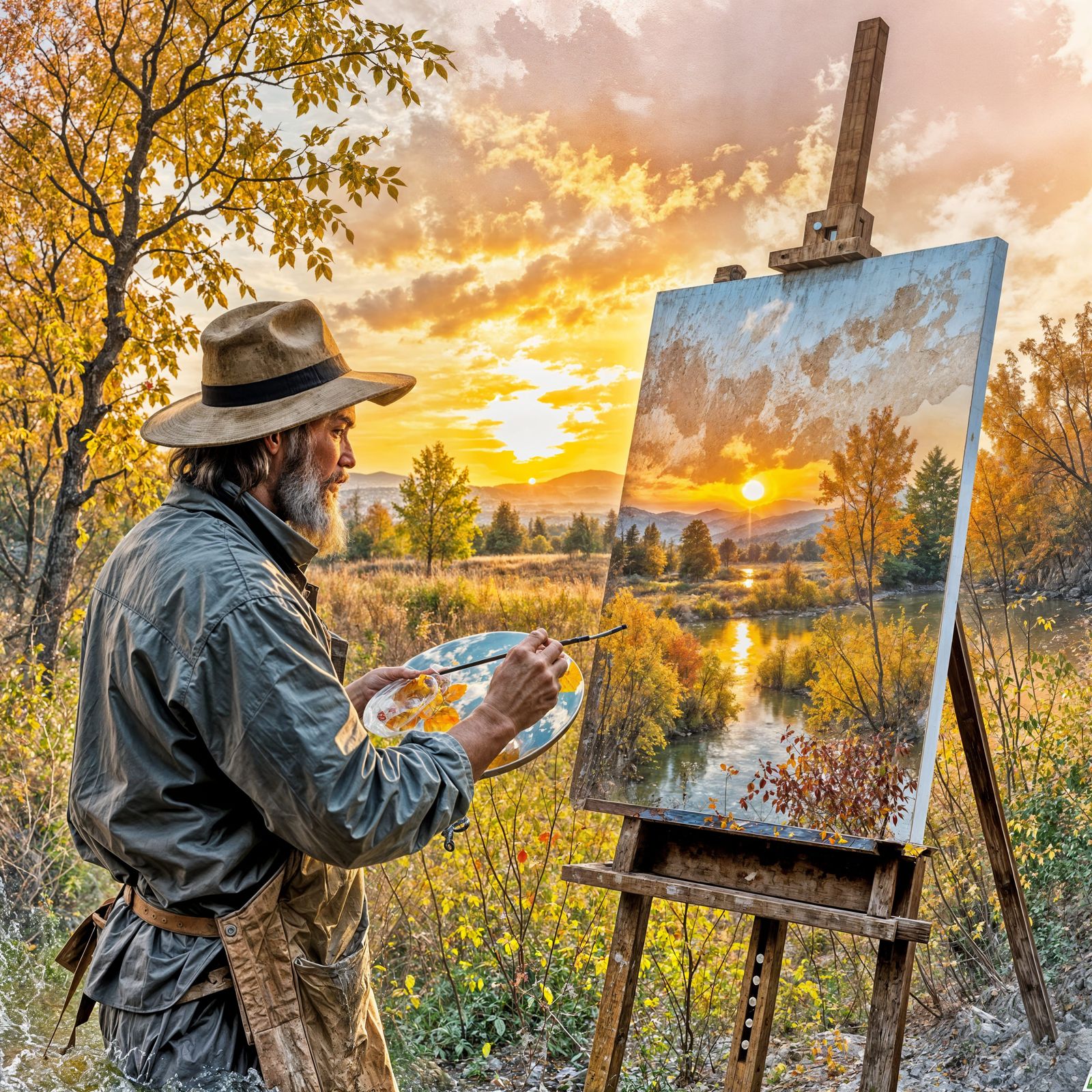 Autumn Landscape Painted in Watercolor