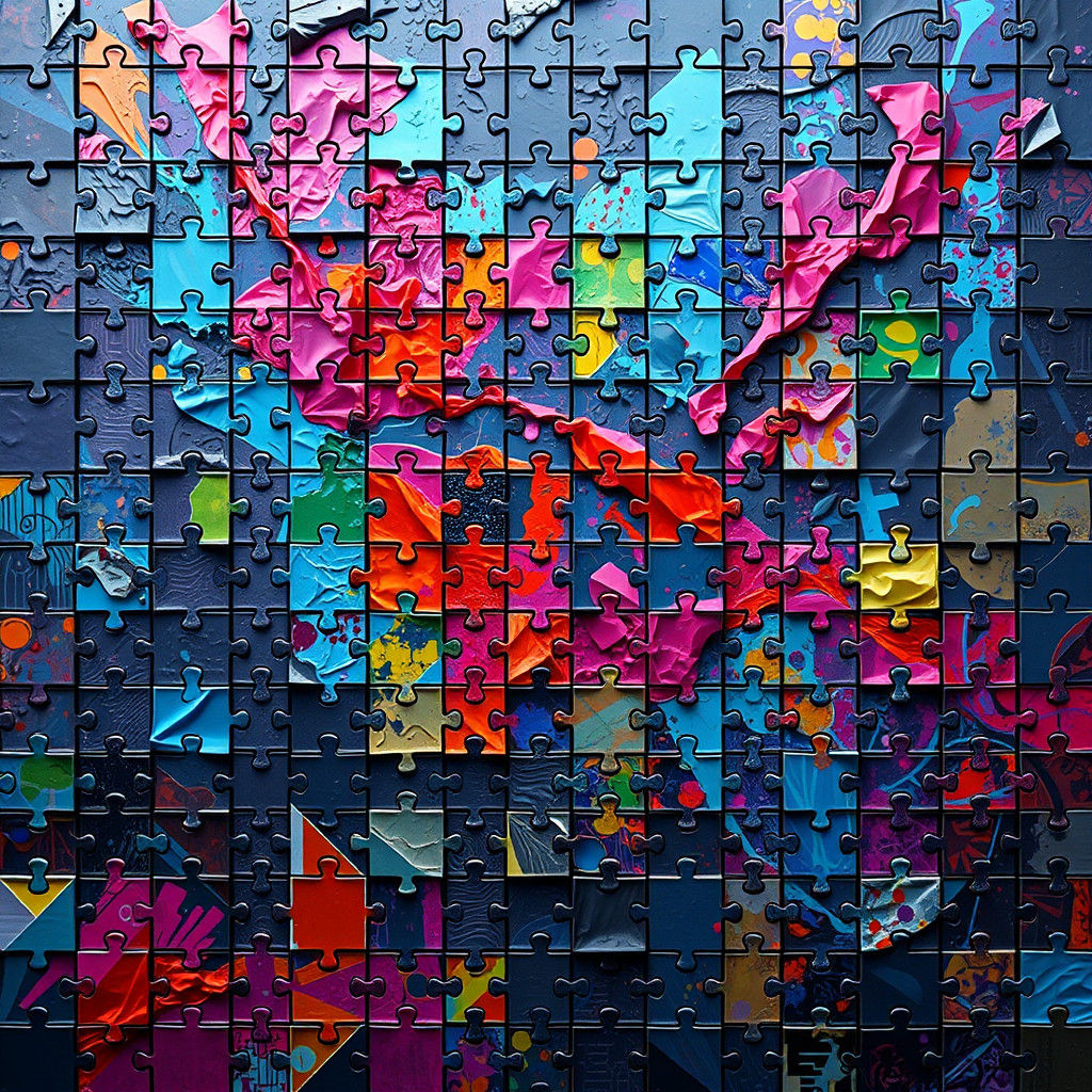 Surreal Mosaic Art in Vibrant Colors