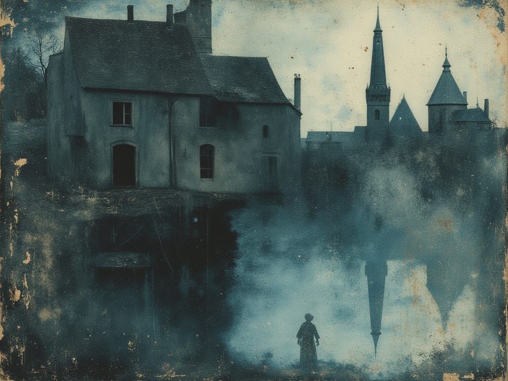 Regencycore French Village Art with Double Exposure