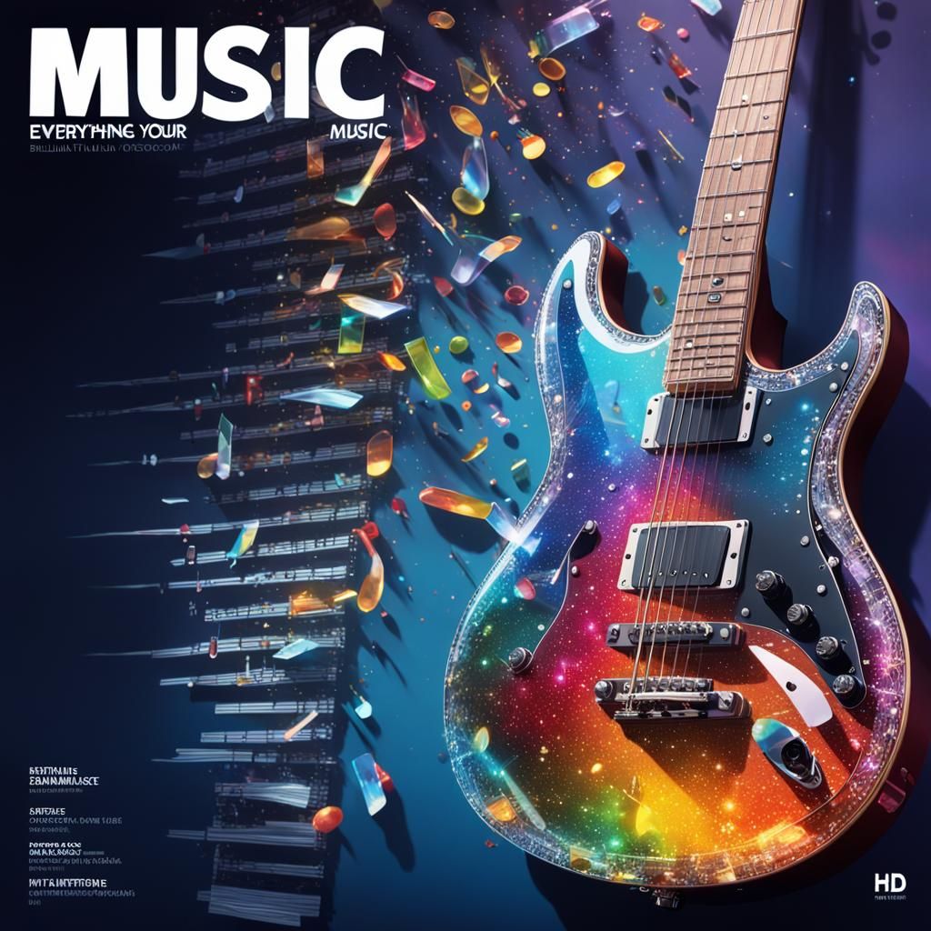 Hyperrealistic Music Magazine Cover in Splashing Colors