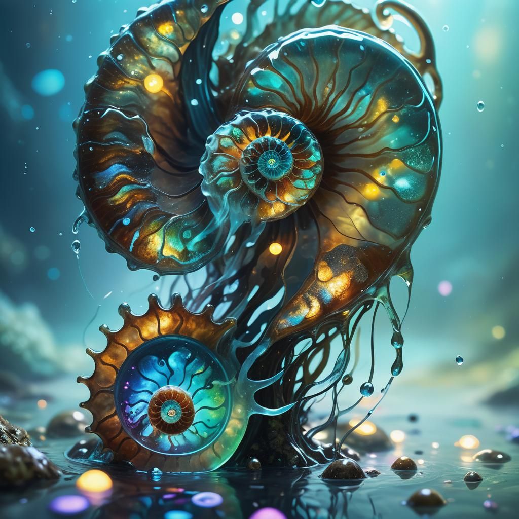 Ethereal Water Elemental Concept Art in Vibrant Neon Colors