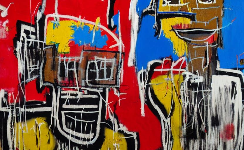 Boy and Dog in Basquiat-Inspired Street Art