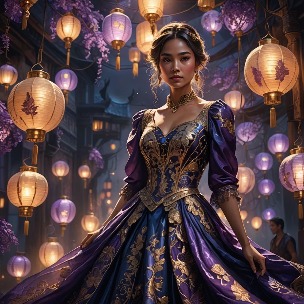 Ethereal Fantasy Goddess in Opulent Dress