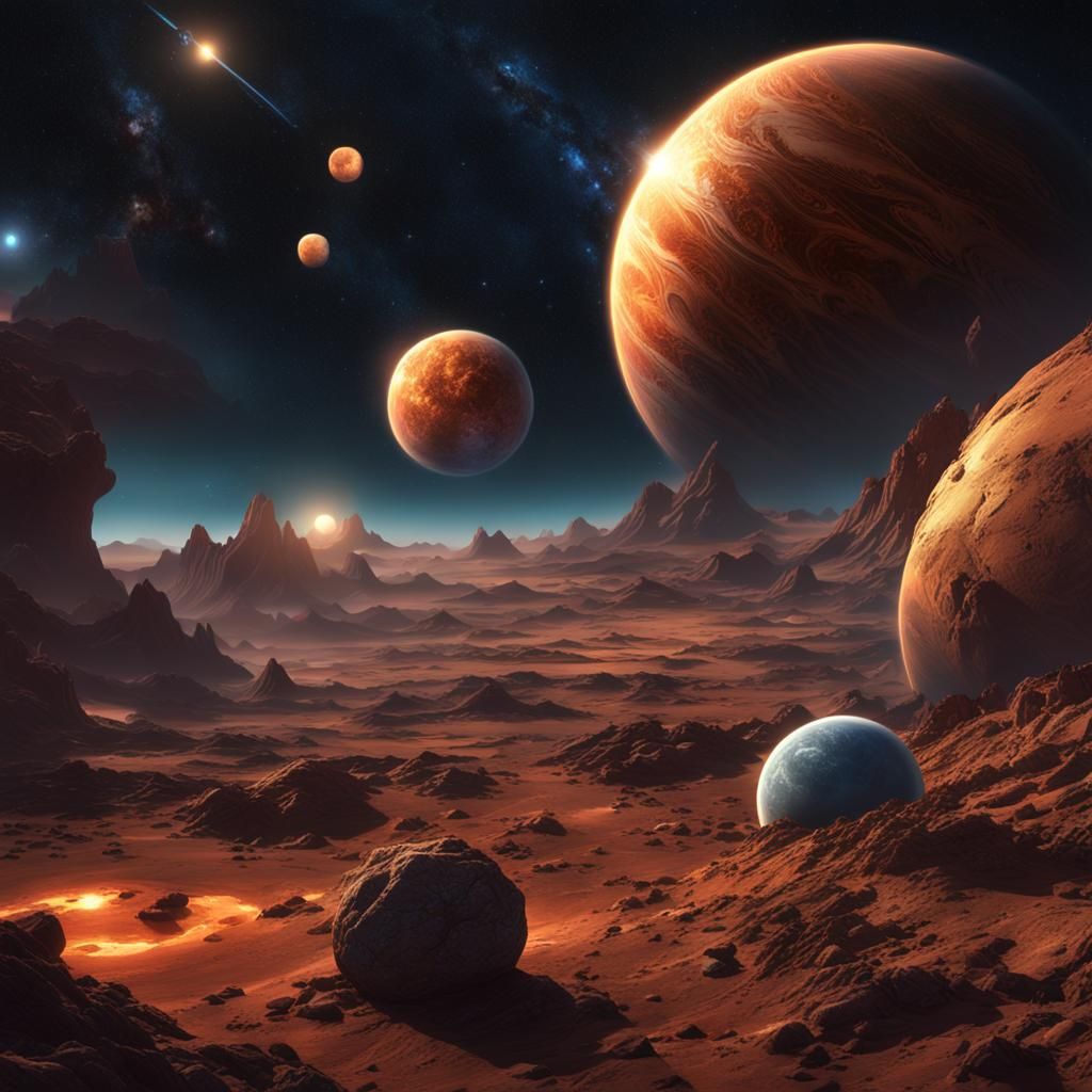 Fantastical Star System with Five Planets and Two Suns