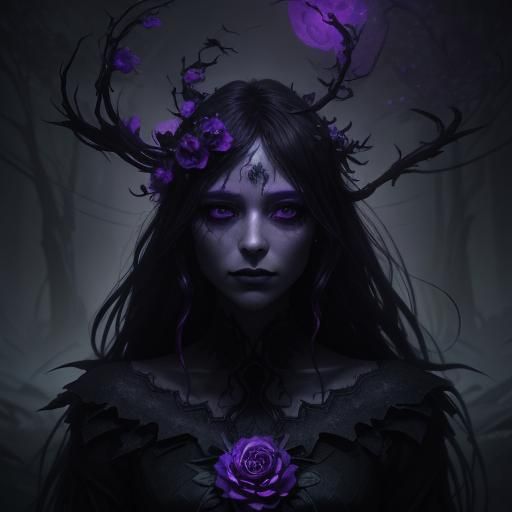 Dark Fantasy Plant Creature in Ethereal Bloom