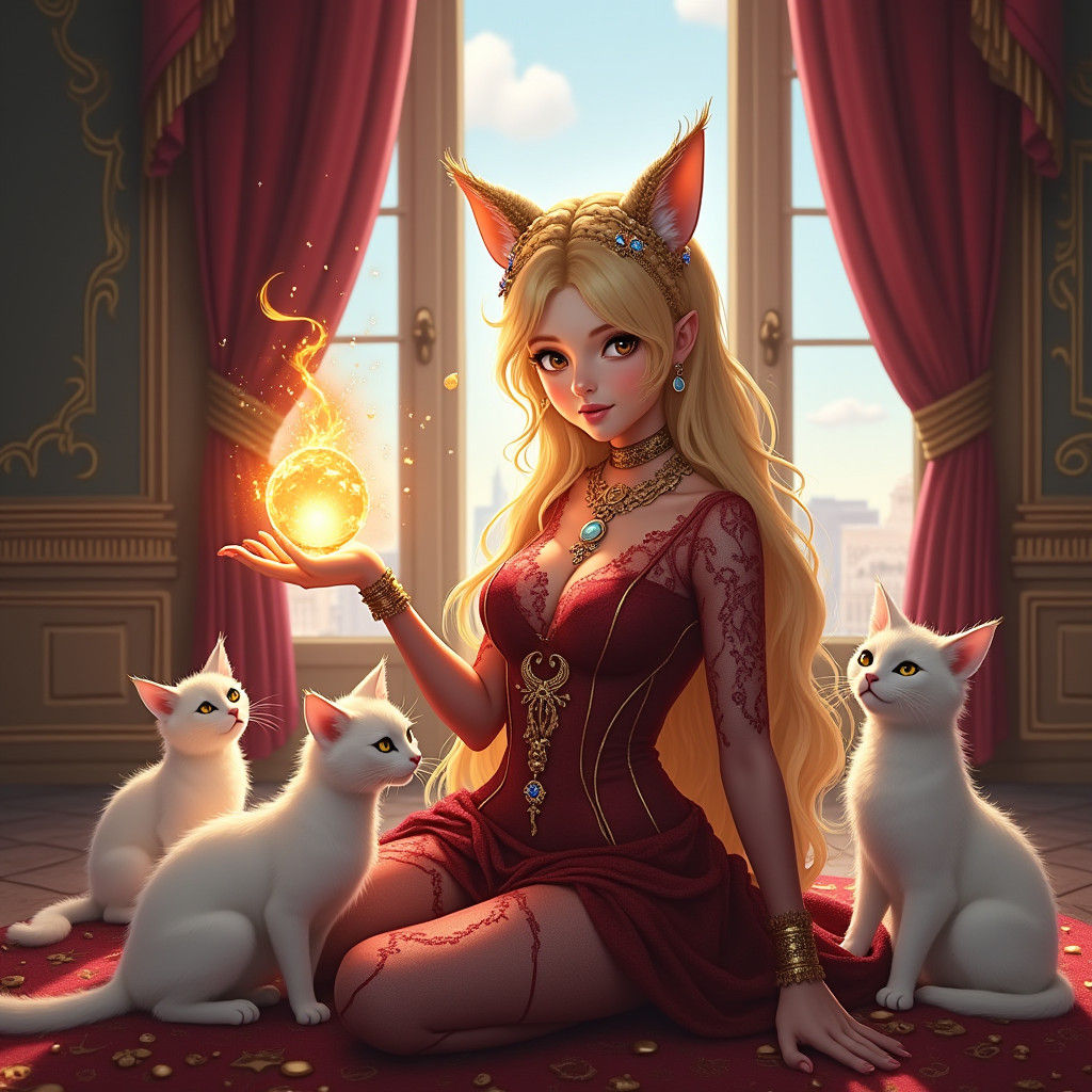 Digital Fantasy Portrait of a Majestic Female Figure in Opul...