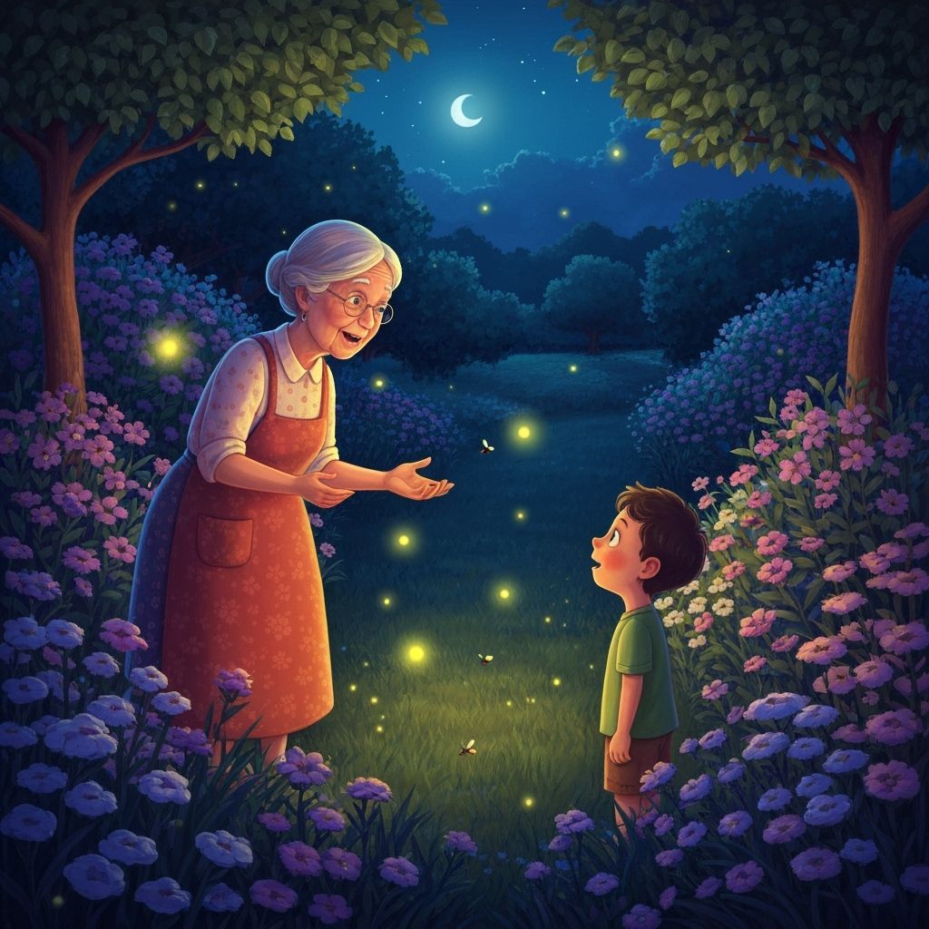 Grandmother Shares Stories in Enchanted Garden
