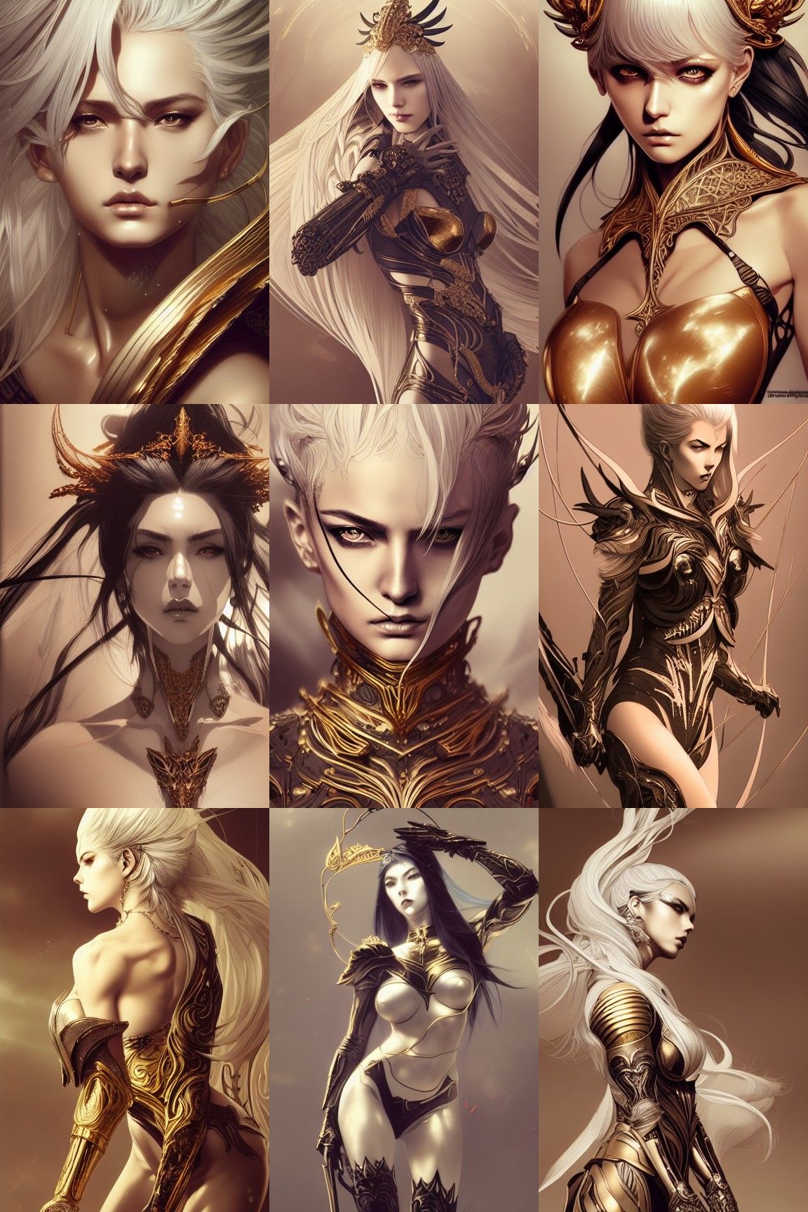 Goddess in Elegant Gold and Black Armor