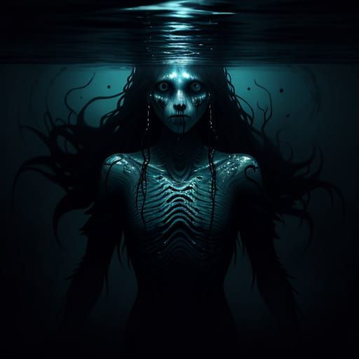 Existential Dread in Surreal Water Scene