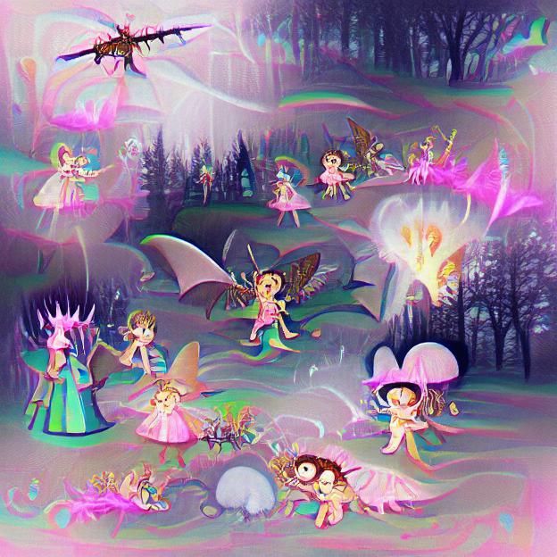 Fairy Apocalypse: Dark Fantasy Scene in Watercolor Style