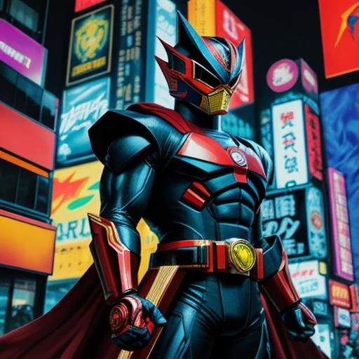 Heroic Tokusatsu Warrior Unleashes Power in City Streets