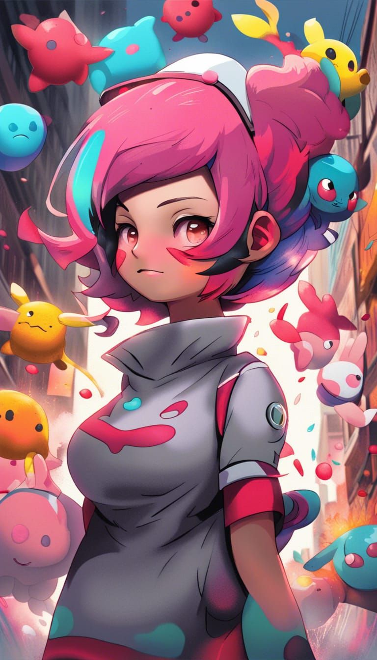 Vibrant Stylized Portrait of a Chubby Nurse in Graffiti Styl...