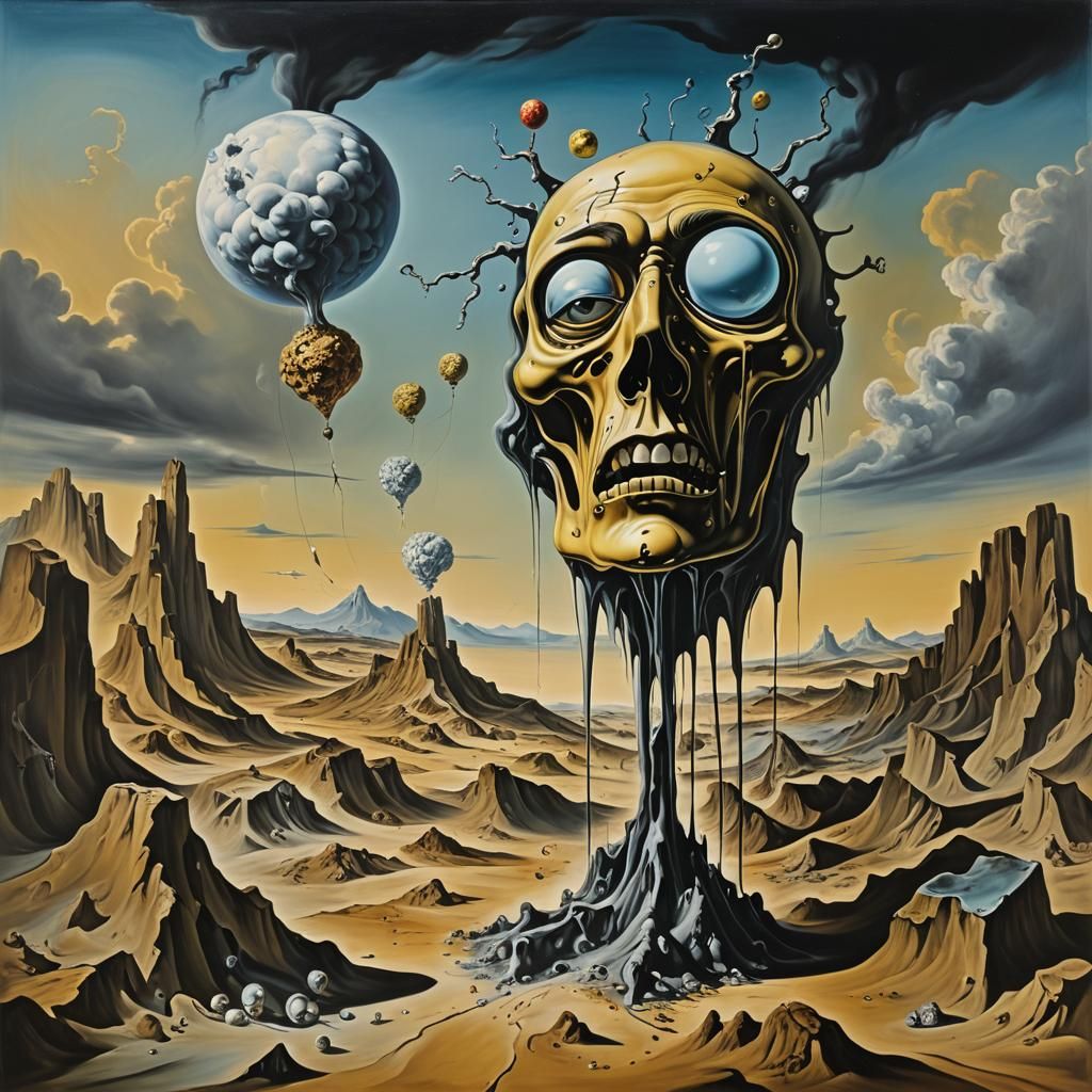 Surrealistic Melting Landscape in Matte Oil Painting Style