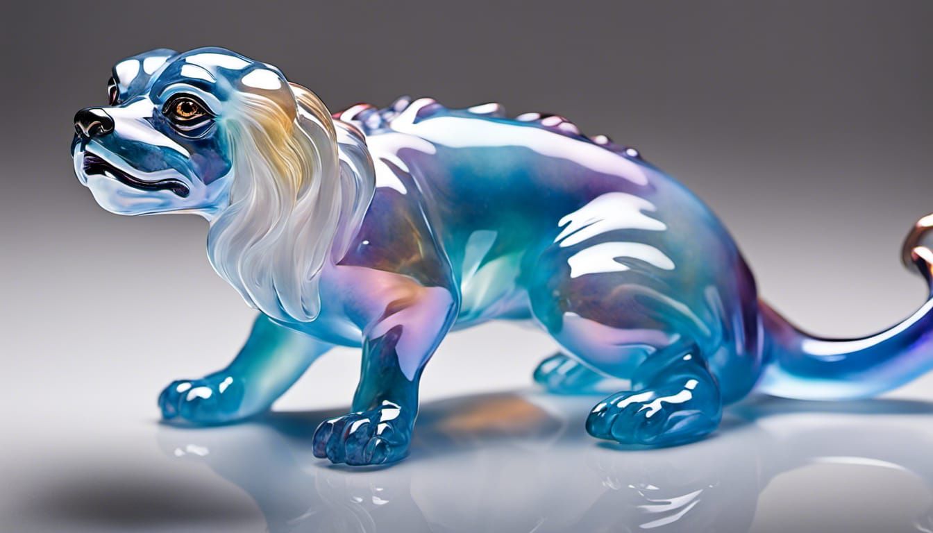 Iridescent Blown Glass Falkor Figurine