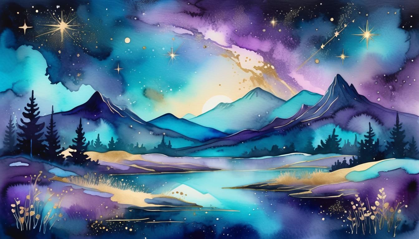 Celestial Dreamscape in Watercolor Style
