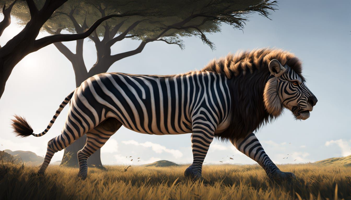 Lion Stalks Zebra in Epic African Dusk