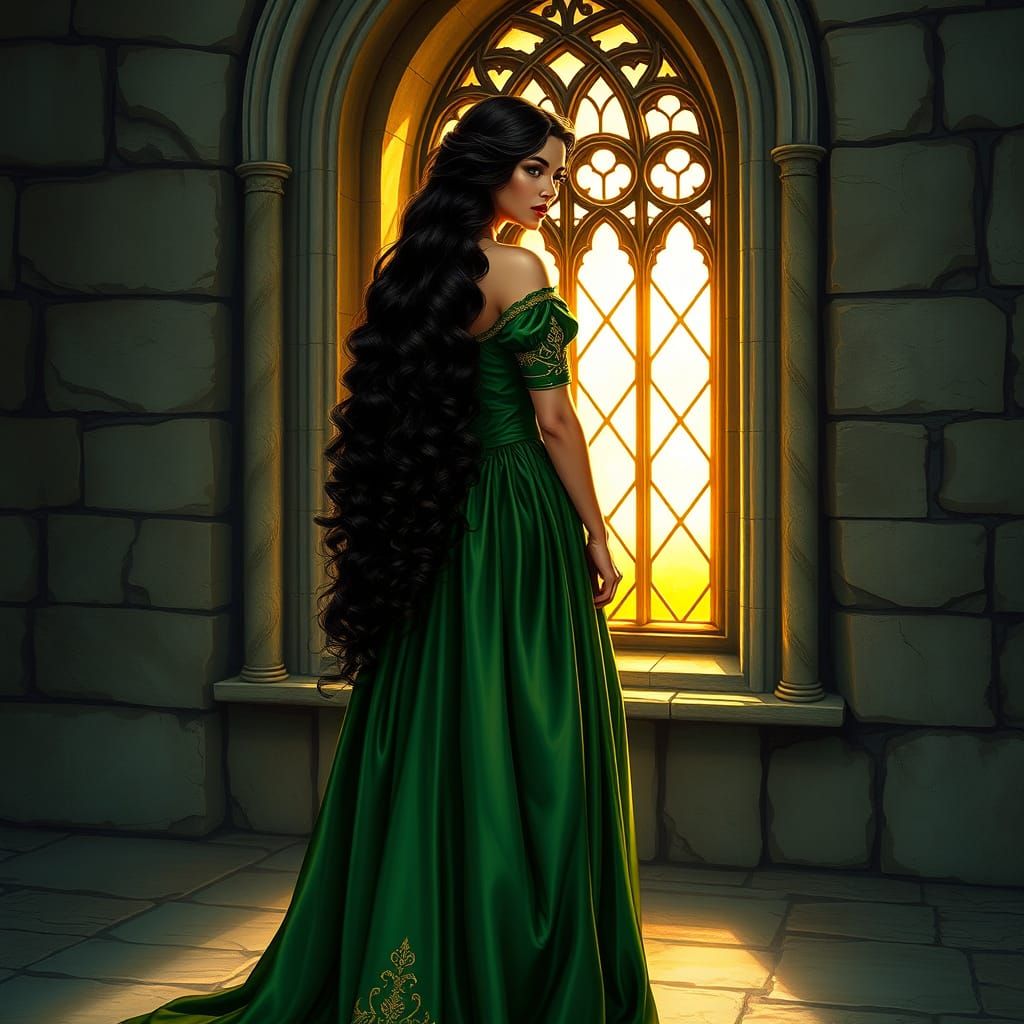 Elegant Lady in Renaissance Castle