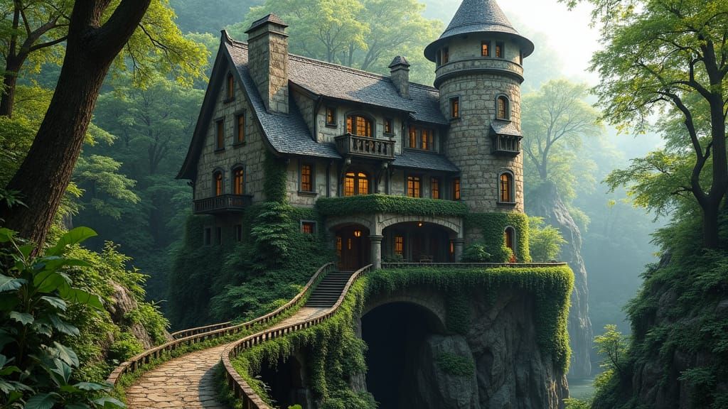 Medieval Castle in a Vibrant Forest