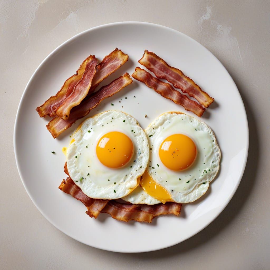 Breakfast Face: Eggs and Bacon Food Art
