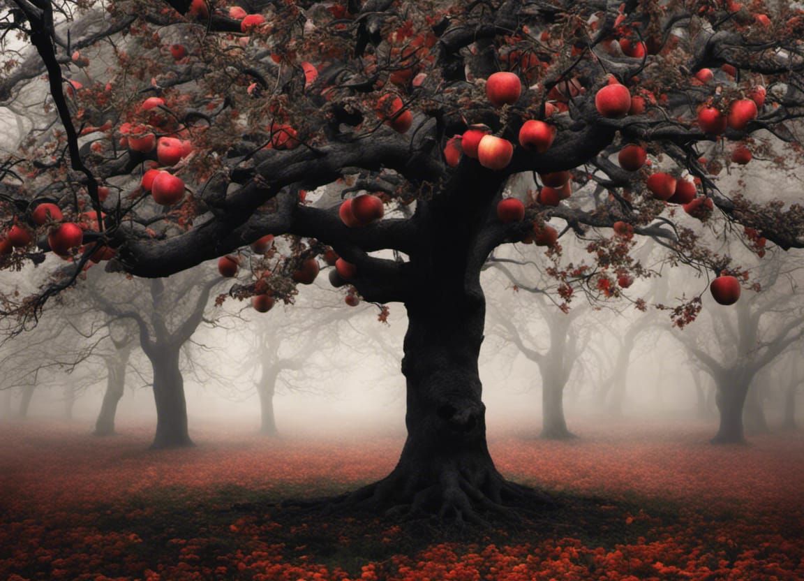 Apple Tree in a Haunted Woodland Scene