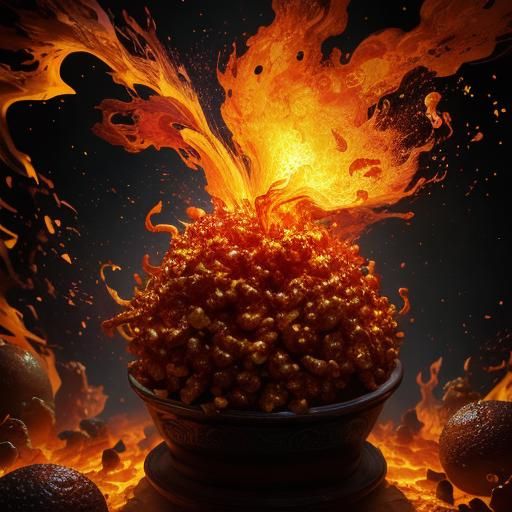 Crunchy, Flaming Popcorn in a Swirling Inferno of Color