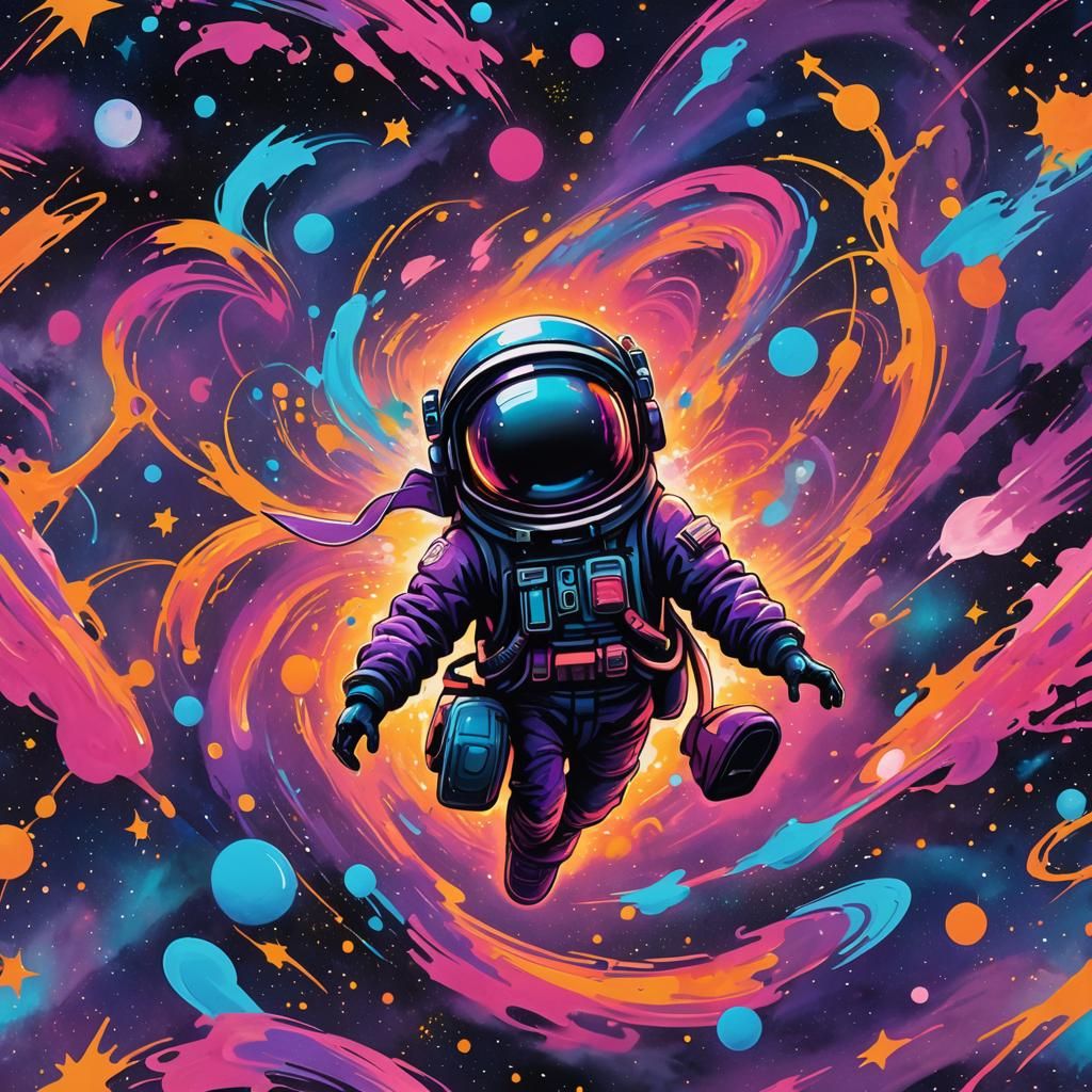 Surreal Cosmic Artwork in Street Art Style