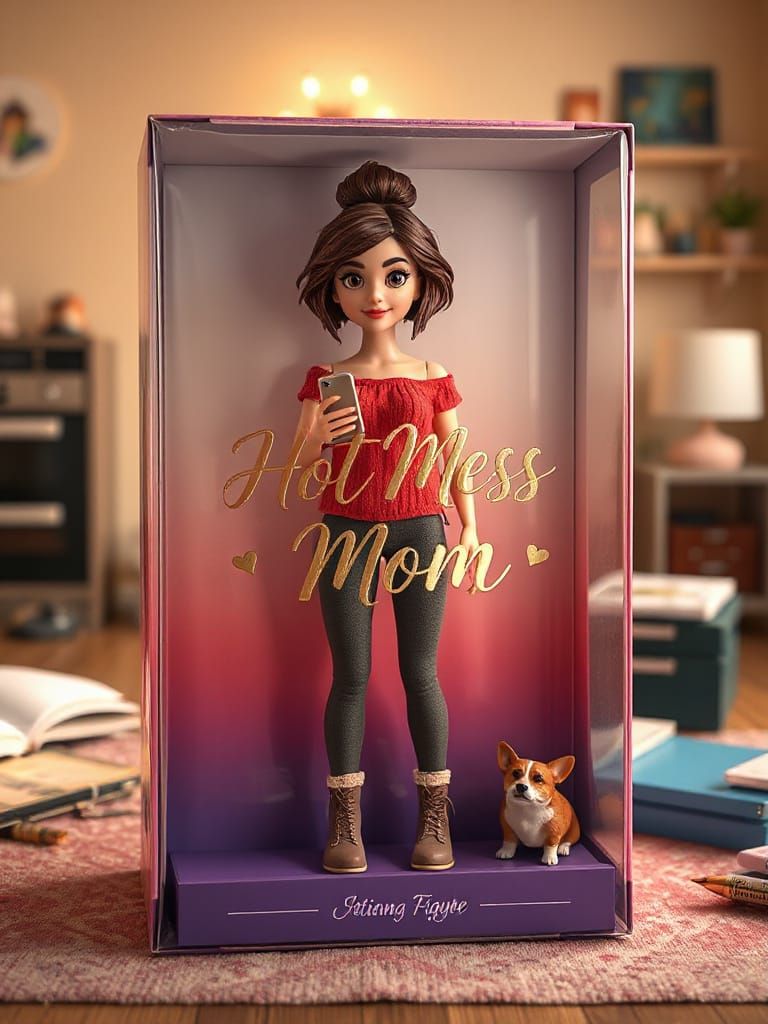 Vibrant Action Figure Box with Collectible 3D Doll and Corgi