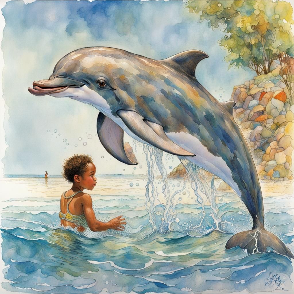 Dolphins at Play in Calming Ocean Depths