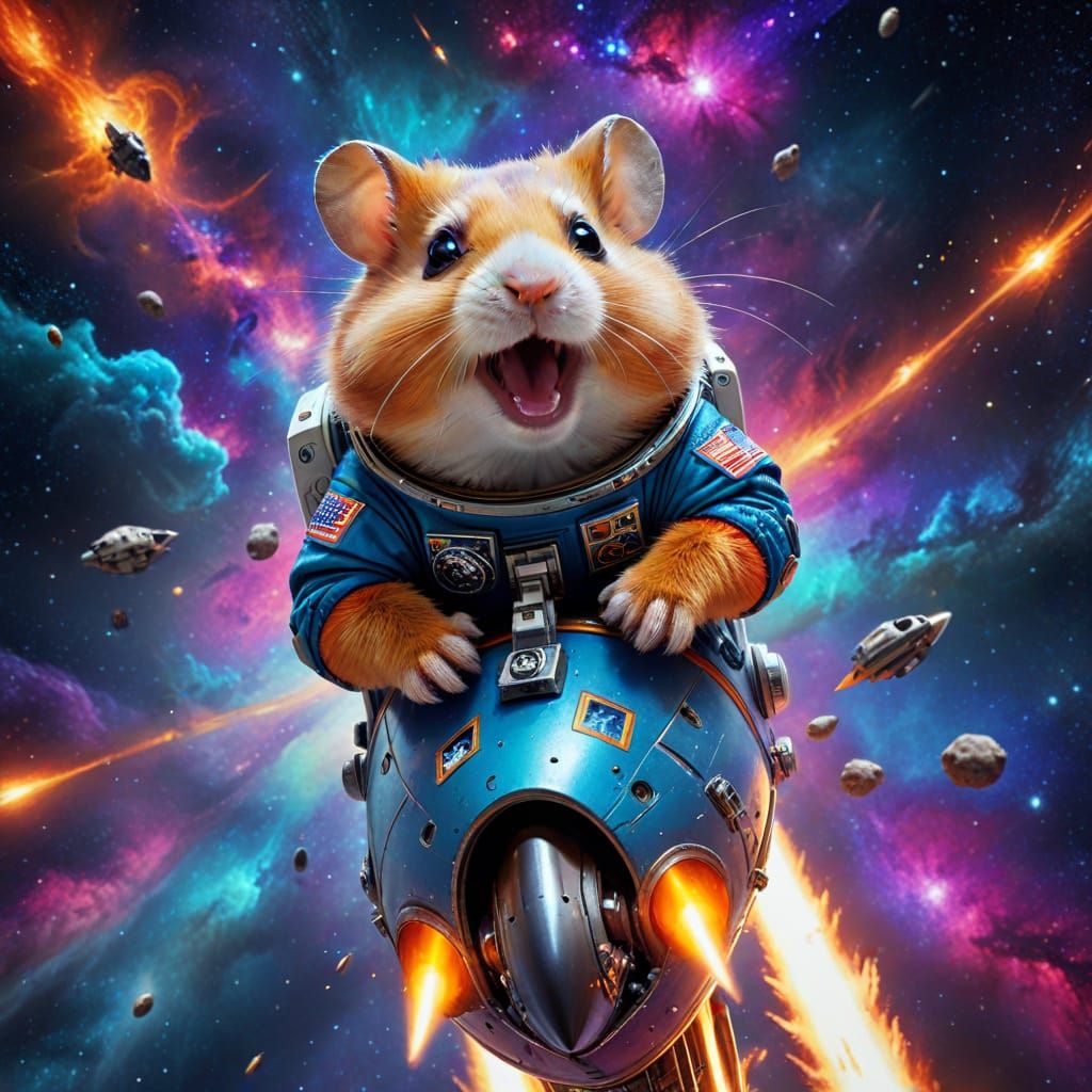 Terrified Hamster Astronaut Rides Rocket Through Space