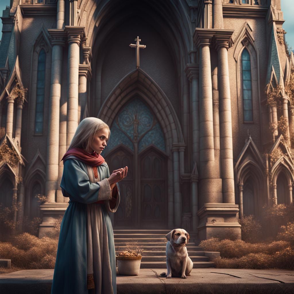 Blind Girl in Front of a Sacred Haven