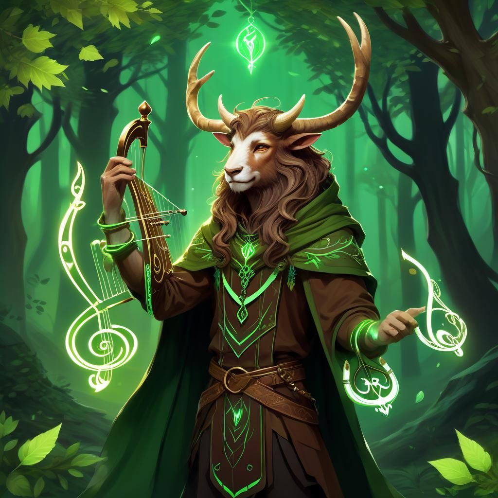 Mystical Satyr Bard in Ethereal Twilight