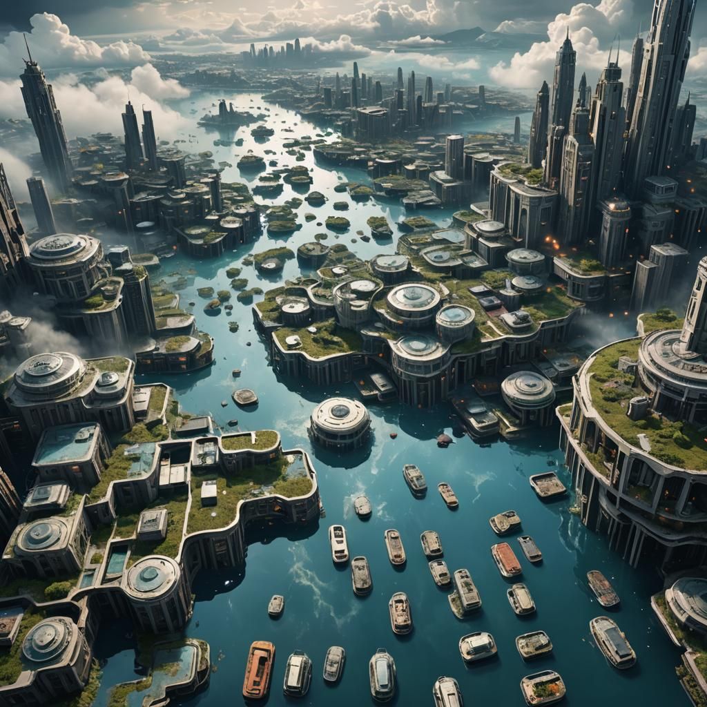 Post-Apocalyptic Earth Transformed into Submerged Oceanic Wa...