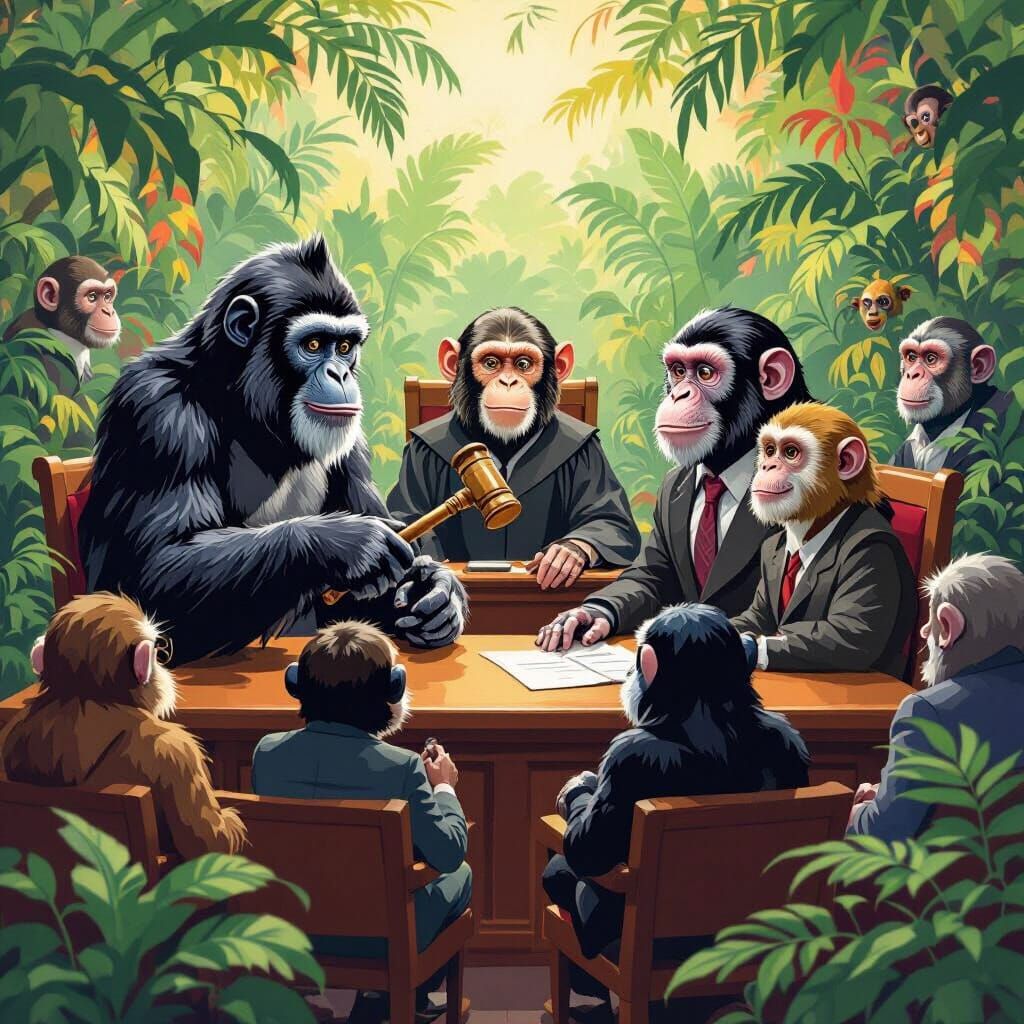 Monkey Trial: A Rousseau-esque Courtroom Scene