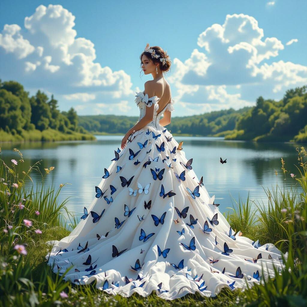 Butterfly Wedding Dress by Lake, Ethereal Fantasy Art