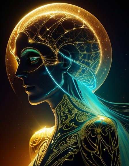 Celestial Alien Portrait in Surreal Digital Art