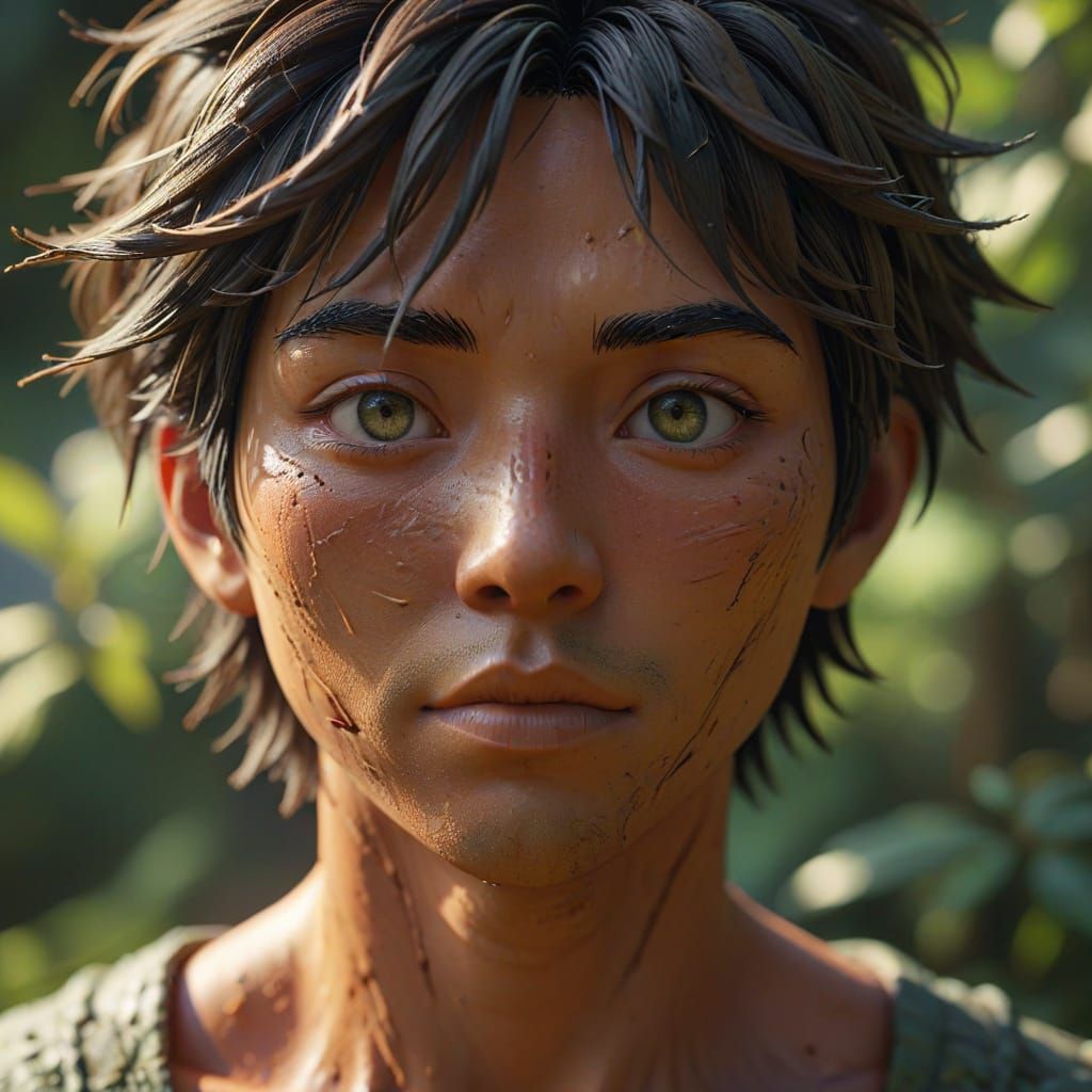 Anime Portrait of Expressive Clay Figure in Ghibli Style