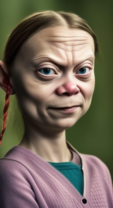 animation portrait of greta thunberg as gollum, in the style...