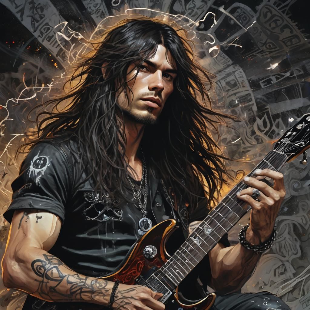 Hyperrealist Metal Icon Embracing Magical Energies in a Ritu...