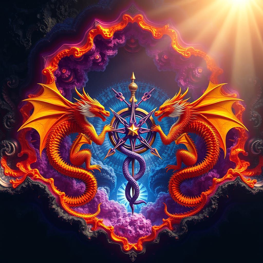 Majestic Dragons Unite in Vibrant Geode