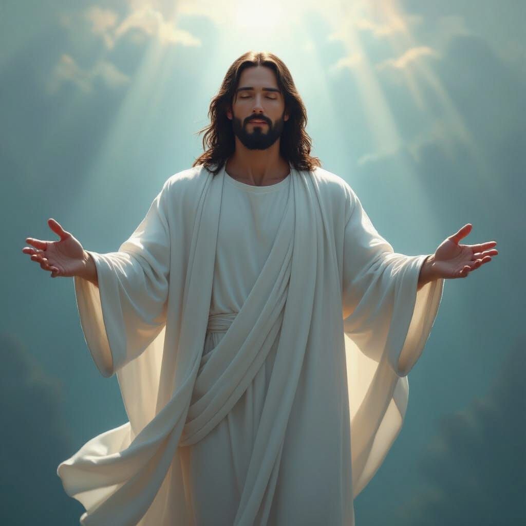 Jesus Christ with Open Arms in Romantic Style