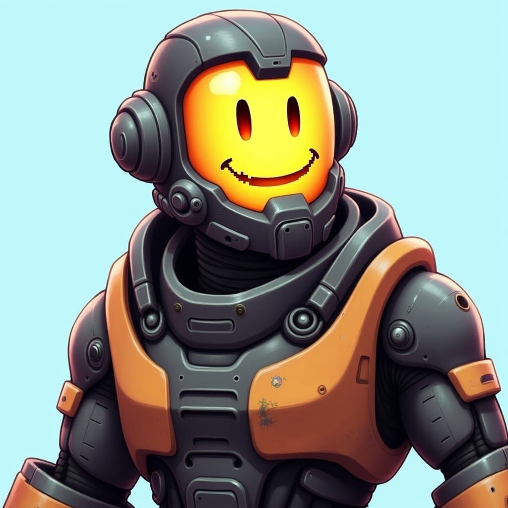 Futuristic Overwatch Hero in Black and Orange Suit