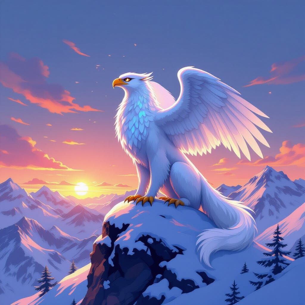 Griffin on Snowy Peak: Anime Key Visual