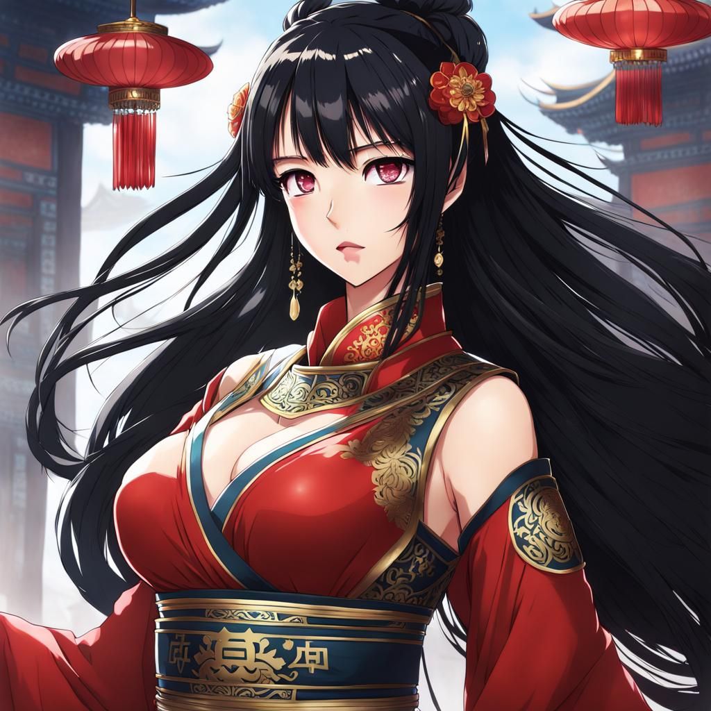 Ancient Chinese Warrior in Anime Style