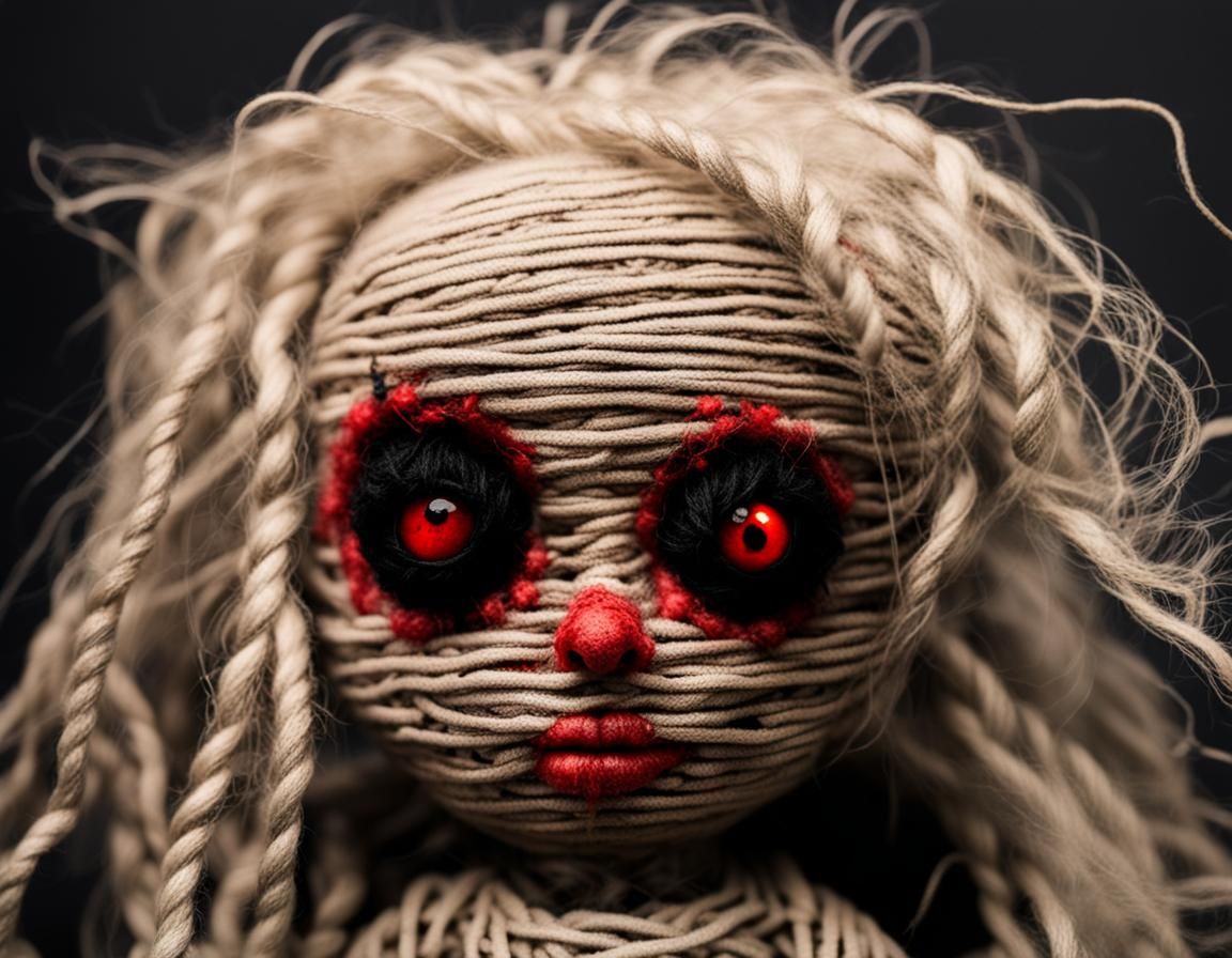 Ethereal Voodoo Doll with Disturbing Human Eyes